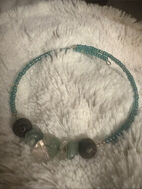 Handmade Teal Beaded Gemstone Bracelet /Anklet